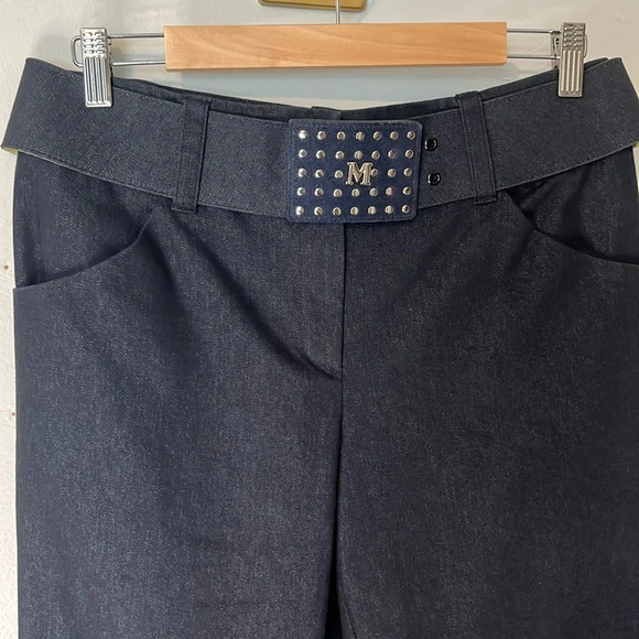 Missoni Italy Orange Label Vintage Y2K Studded Buckle Belted Tapered Jeans Sz 44 - Picture 2 of 7